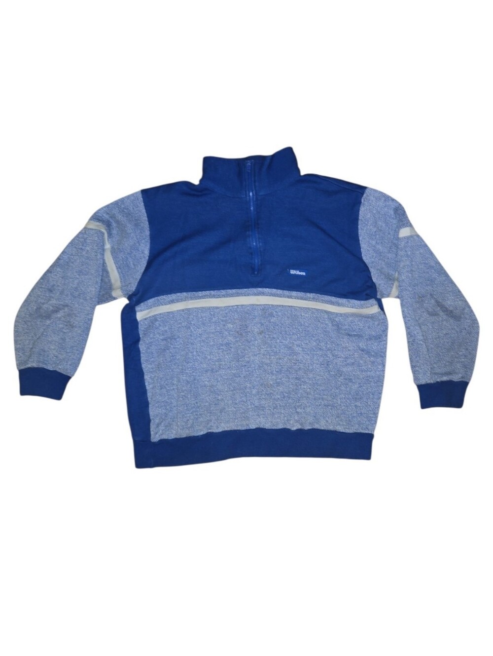 Vintage Wilson Blue & Heathered Light-Blue Quarter-Zip Sweater Size L